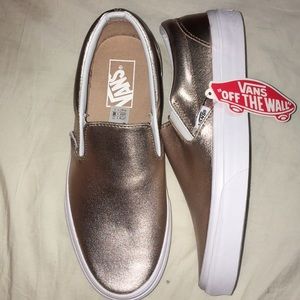 Rose gold slip on vans